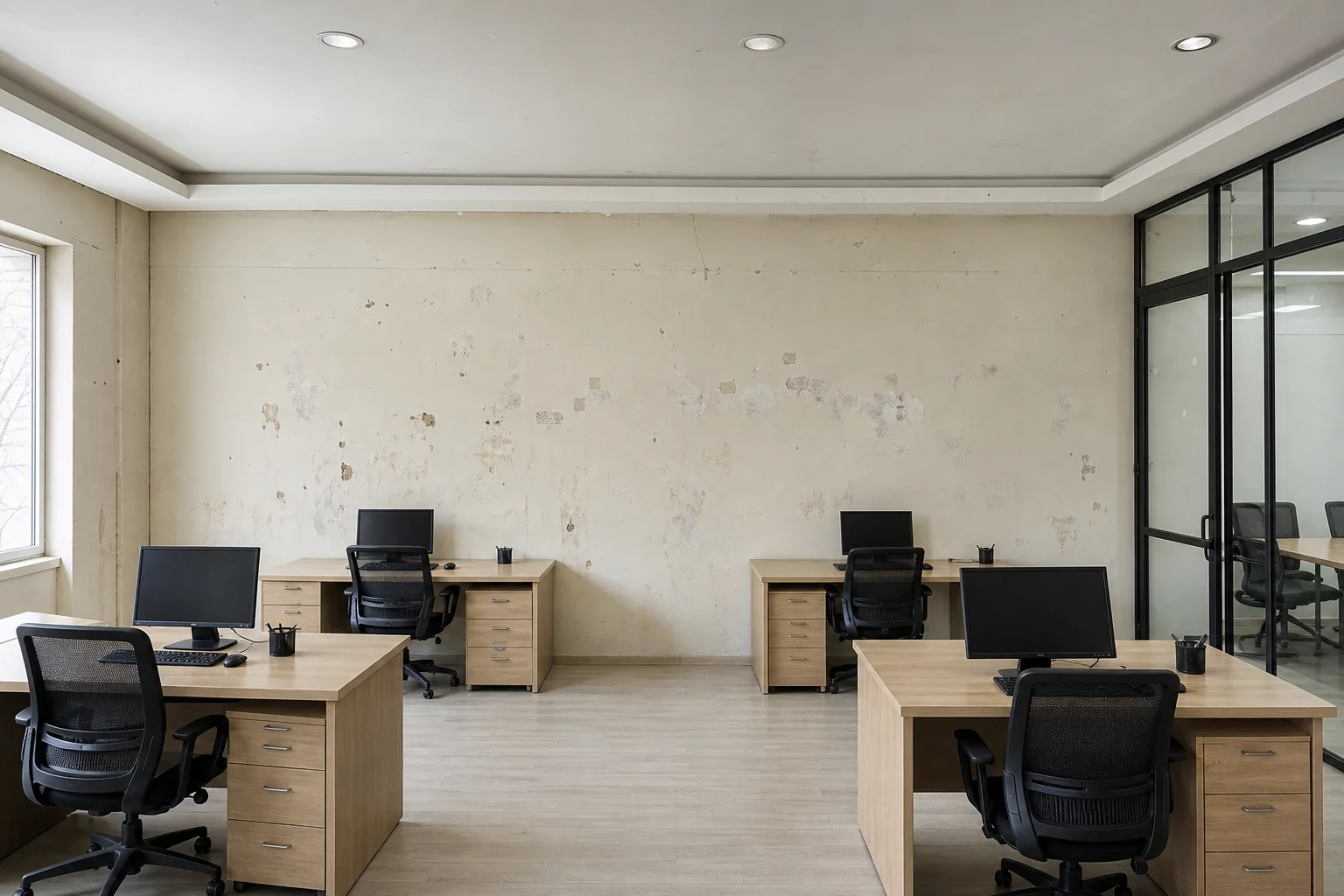 Ofis Boyama uygulaması öncesi yıpranmış yüzey